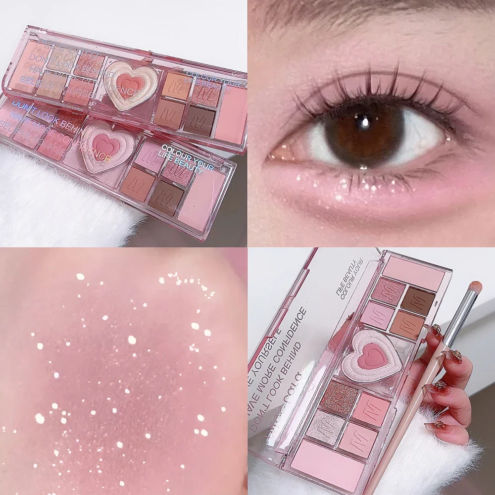 12 Colors Love Heart Eyeshadow Palette Nude Natural Glitter Pink Low Saturation Eye Shadows Pallet Delicate Eye Makeup Cosmetic