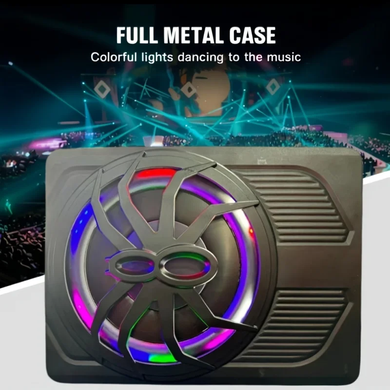 Car Subwoofer System，With amplifier，Active colored lighting，Spider Cannon Aluminum Shell，Multiple colorful lighting modes，10Inch