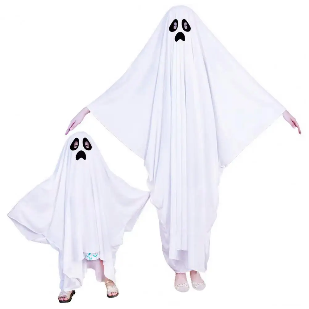 Smiling Ghost Robe Ghost Halloween Costume Spooky Kids Ghost Cloak Halloween Costume for Trick-or-treating Cosplay for Themed