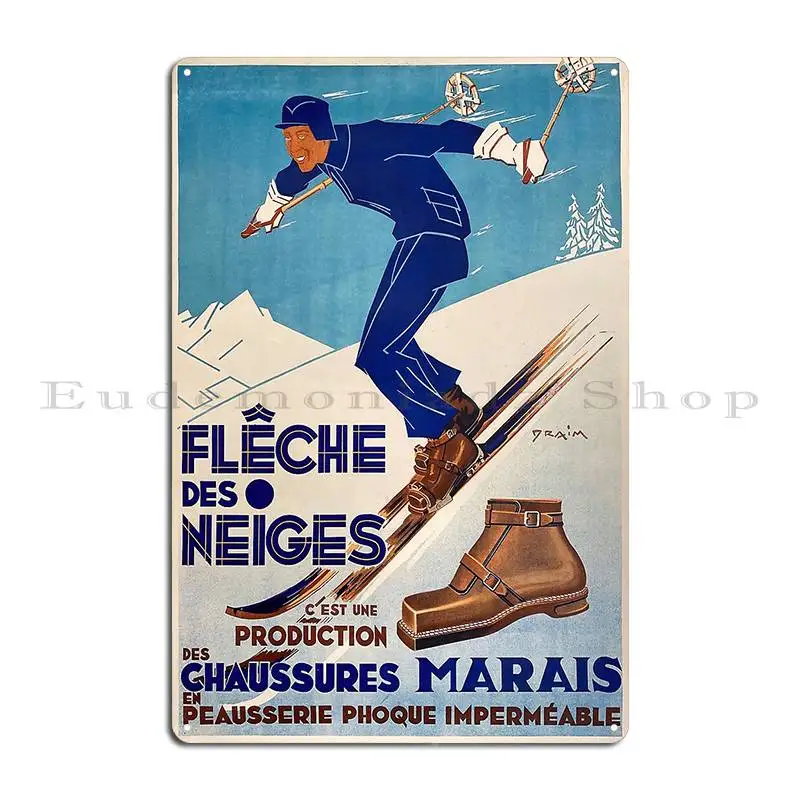 ملصق فرنسي عتيق إعلان Des Neiges 1935 علامة معدنية شخصية المطبخ حفلة جدار اللوحة بار تين تسجيل ملصق #2