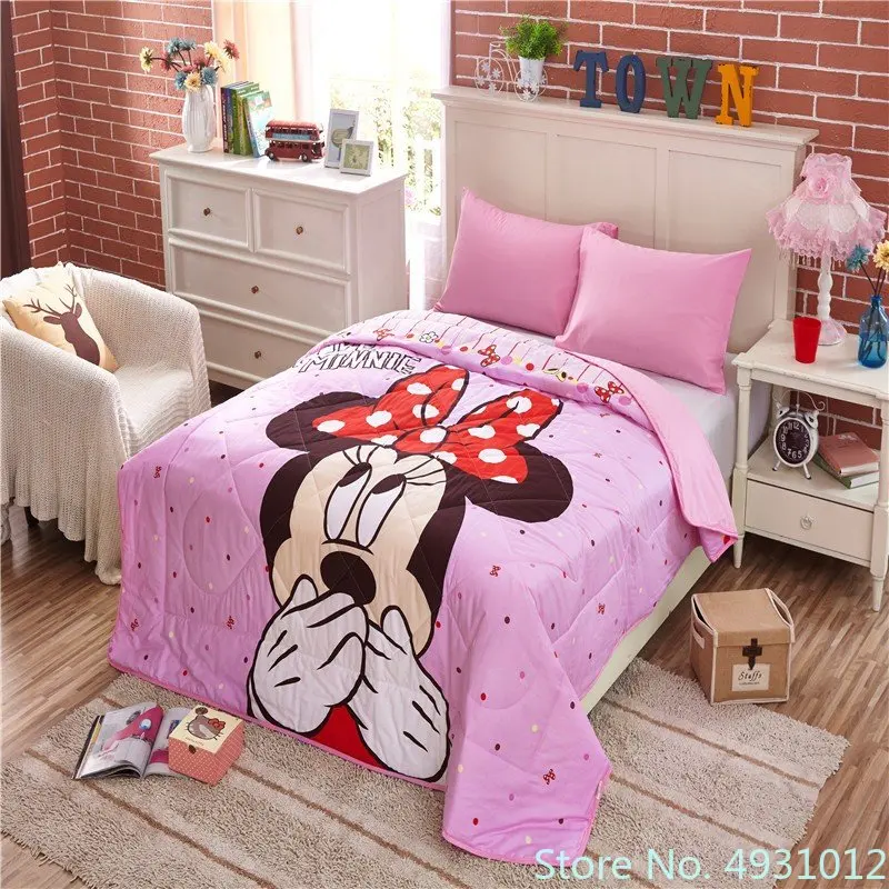 

Disney Pink Minnie Mouse Mickey Friends Summer Quilt 150x200cm Cotton Air Condition Blanket Thin Comforter Children Adult Gift