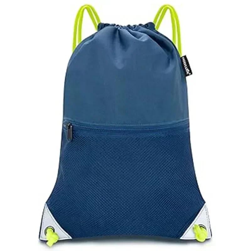 Mochila con cordón STN9, bolsa deportiva para gimnasio con bolsillo frontal con cremallera de malla, mochila con cordón para hombres y mujeres (Petrol)