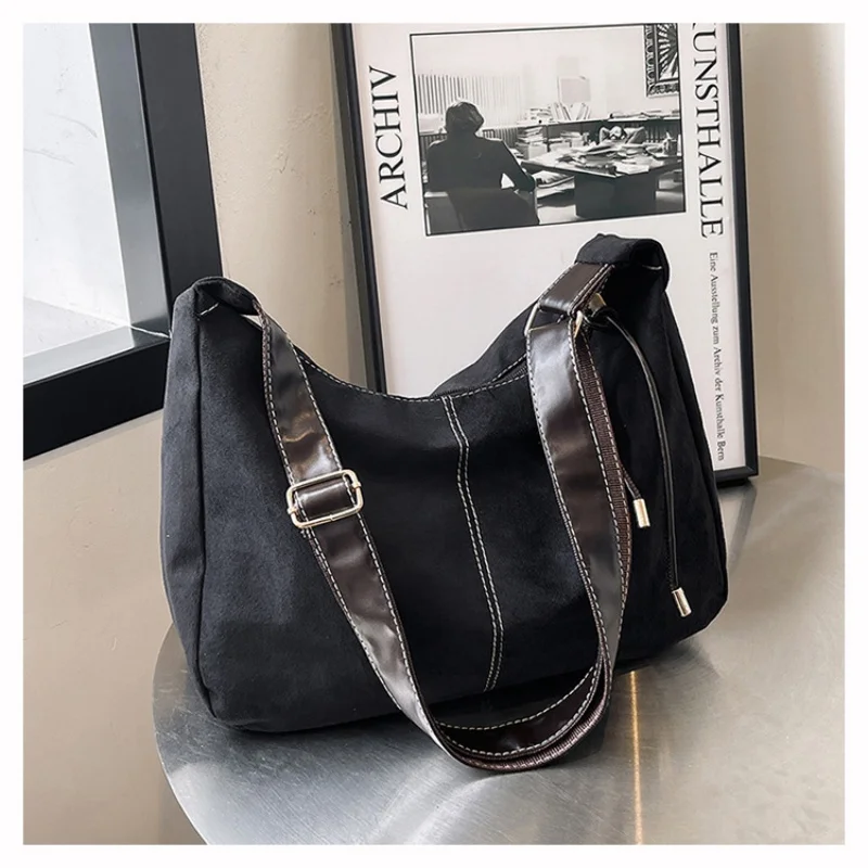 بو الجلود ركاب أزياء خمر عارضة حمل حقيبة أنيقة حقائب كروسبودي للنساء الملمس مزاجه سعة كبيرة #1