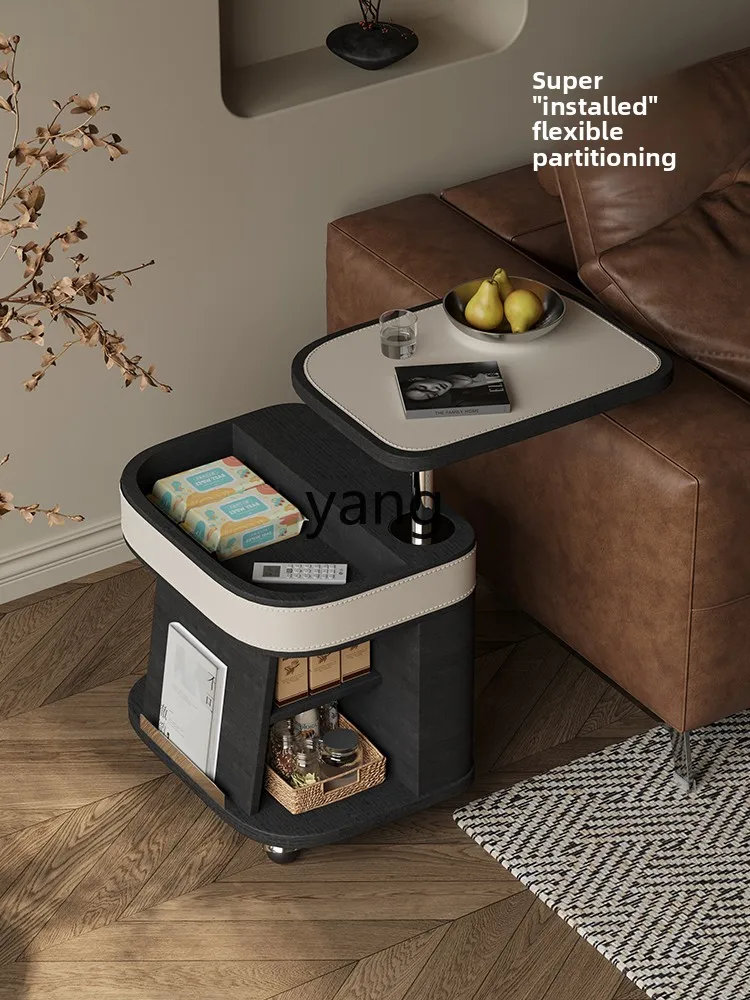 

LMM living room smoked wood grain mobile coffee table creative can lift accompanying cart sofa side table