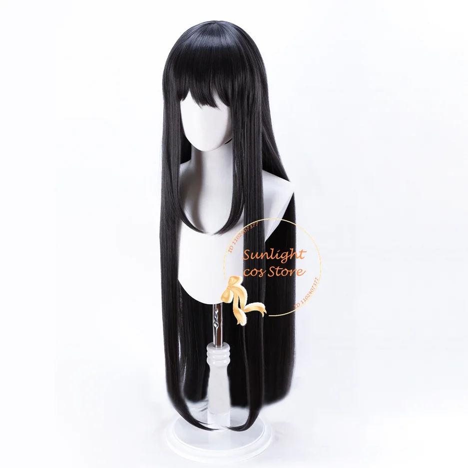 Wig Cosplay Akemi Homura kualitas tinggi Wig hitam panjang Wig Anime wanita Cosplay rambut sintetis tahan panas stok tersedia + topi Wig Gratis