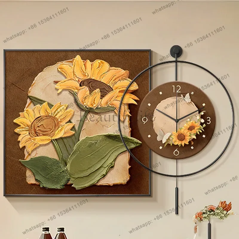 PG Vintage Art Mural Wall Clocks Interior Wooden Aesthetic Living Room Design Clock Wall Fashion Restaurant Horloge Home Decor