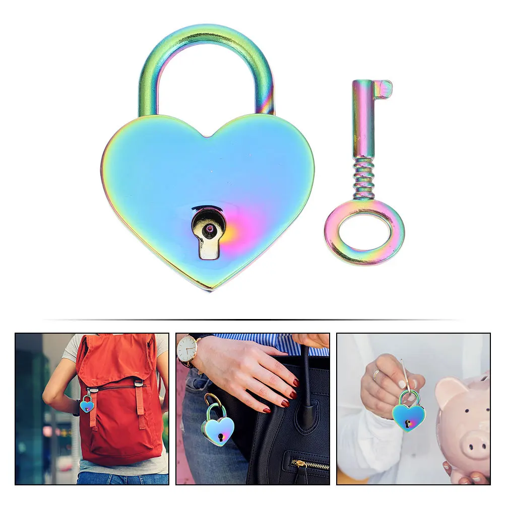 

1Set Delicate Heart Shaped Wishing Lock Lightweight Metal Couple Lock for Handbag Suitcase Diary Drawer Secure Closure Portable
