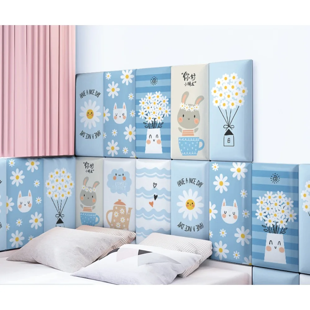 Bedroom Wall Decoration Wall Stickers 3D Three-dimensional Bedside Soft Wrapping Children's Room Layout Anime Poster Wallpapers