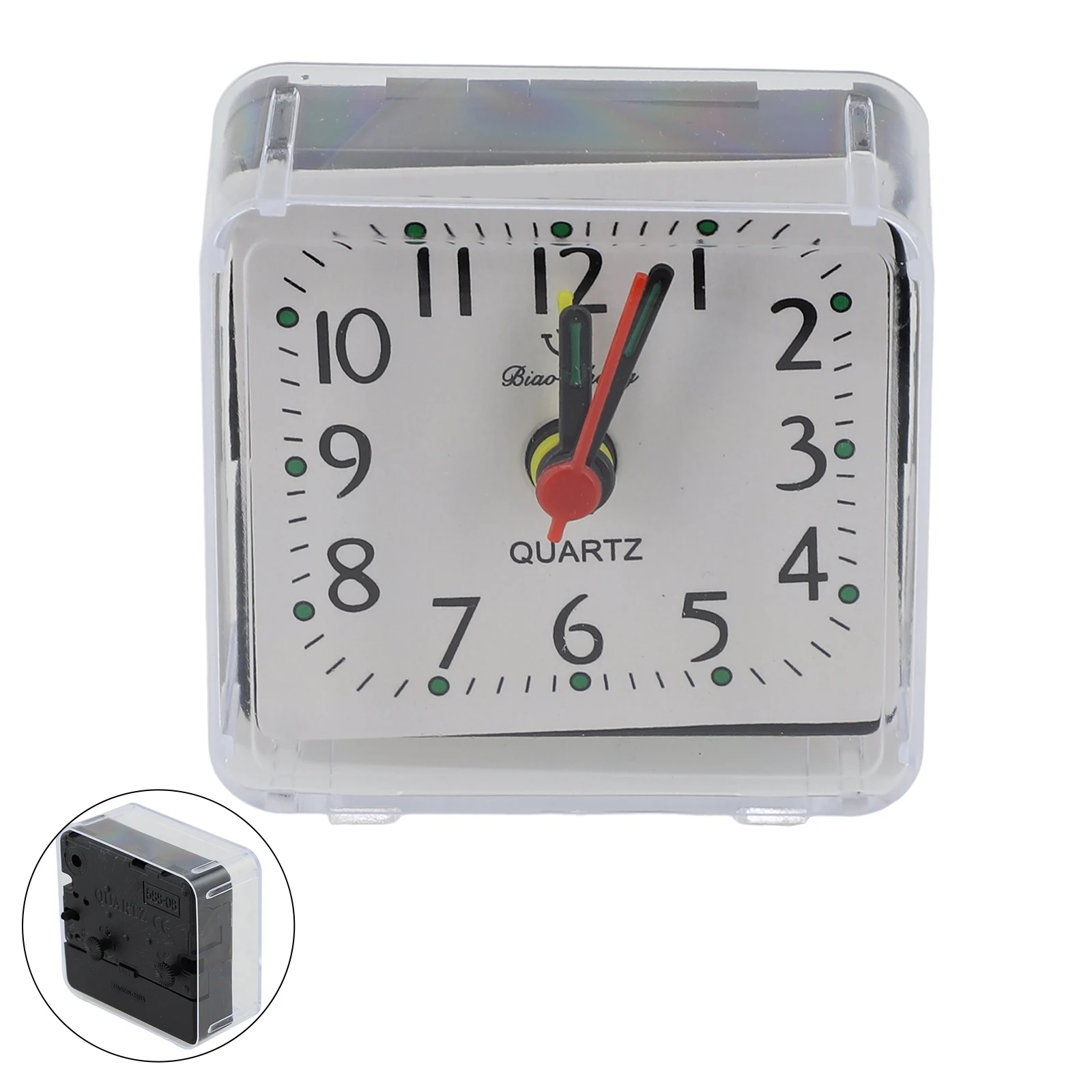 Wake Up Clocks Alarm Clock Home Office 1 AA Battery No Tick Small Square Bedside Candy Colors Easy-To-Read Numbers