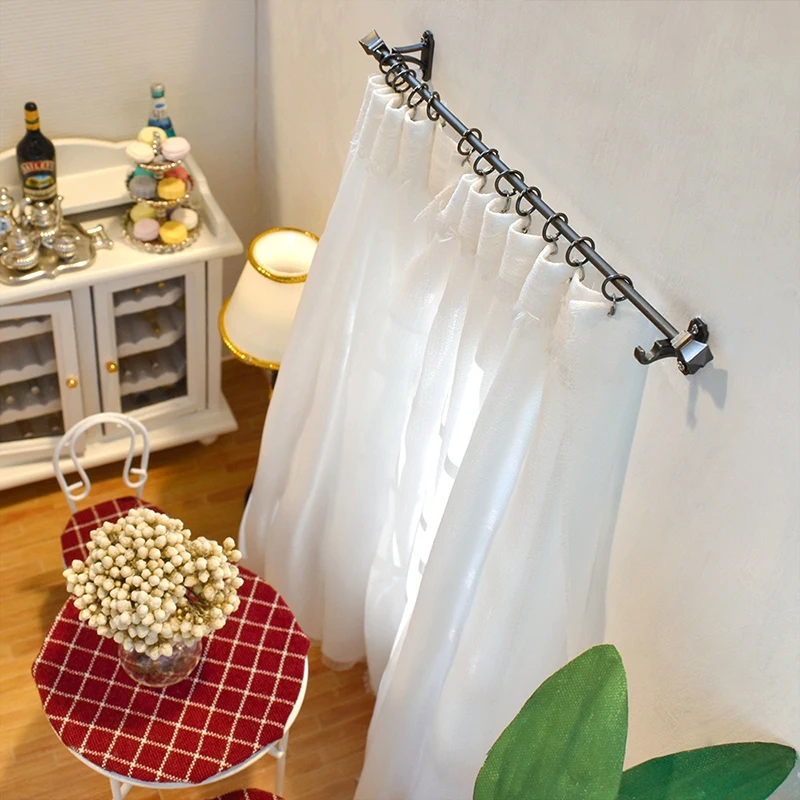 1Pc Casa Delle Bambole In Miniatura Tenda Asta di Supporto Modello 1:12 Mini Gancio In Metallo Anelli Finestra Fitgs Decor Giocattolo Casa di Bambola Accessori