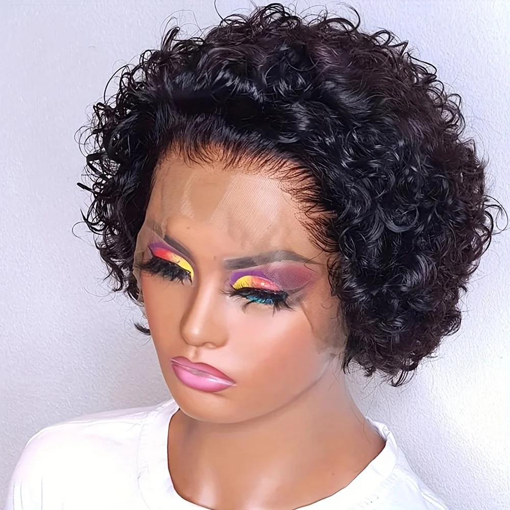 

ort curly lace front wig, wavy synthetic wig for women, black