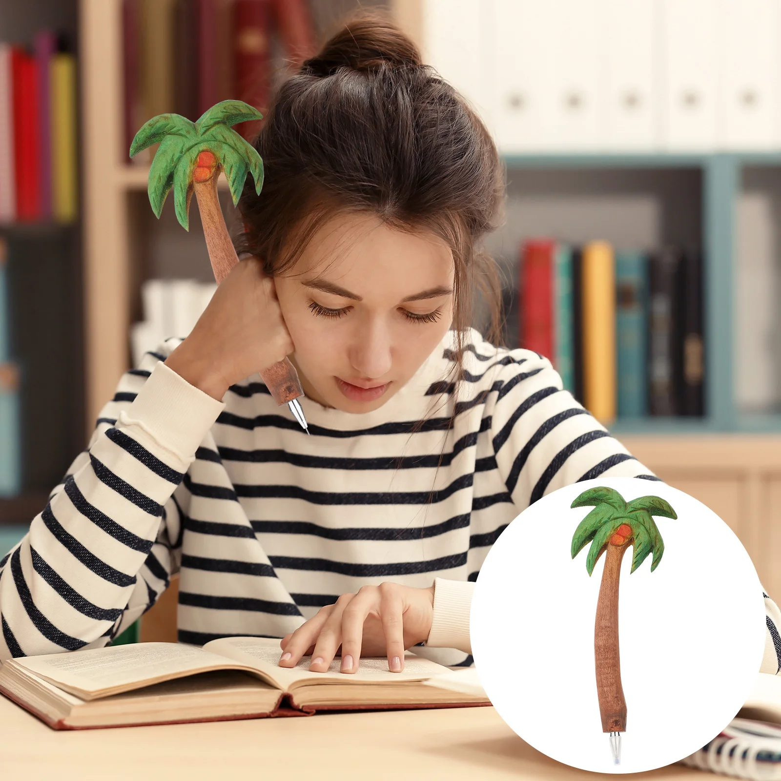 

Exquisite Coconut-Tree Wooden Ballpoint Pen Extra Smooth Writing Beach Party Decorations Beach Birthday Party Decorations