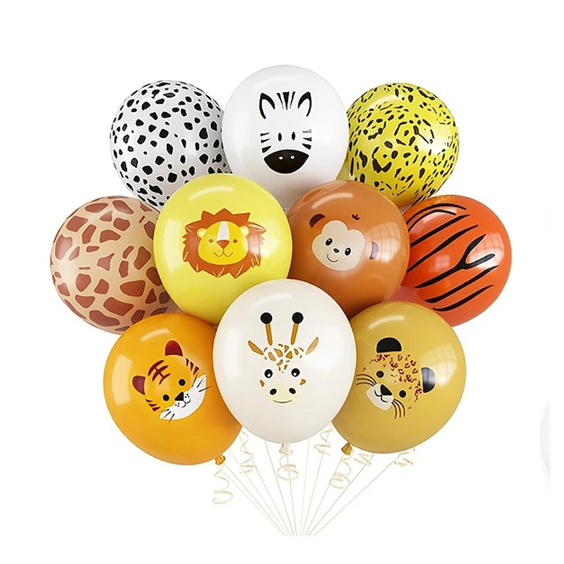 مجموعة بالونات من اللاتكس على شكل حيوانات الغابة مكونة من 10 قطع لتزيين حفلات أعياد الميلاد في الغابة