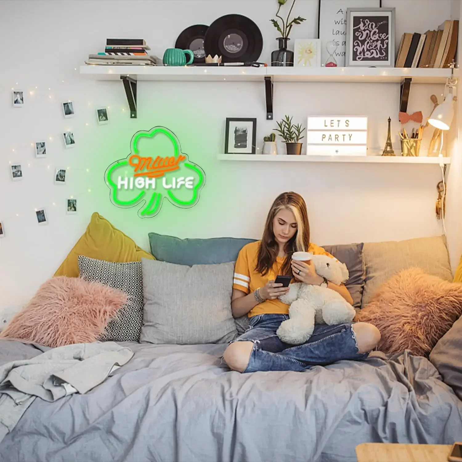 Miller High Life Led Neon Sign USBPowered Dimmable Neon Light For Wall Bedroom Party Man Cave Decor Birthday Handmade Art Gift﻿