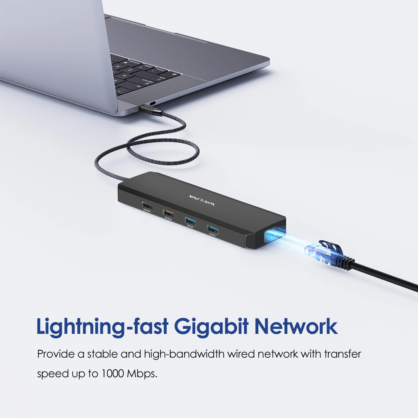 محطة إرساء الكمبيوتر المحمول WAVLINK USB C رباعية الشاشة 7-IN-1 محول متعدد المنافذ مع 4K HDMI 8K DP1/2 VGA 3xUSB2.0 لـ Dell/HP/Lenovo #5