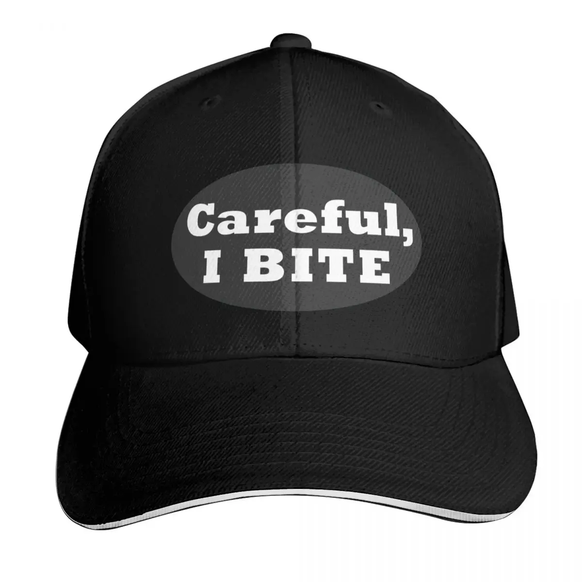Careful, I Bite Baseball Cap Snapback Flat Bill Strapback Dad Hat Six Panel Structured Crown
