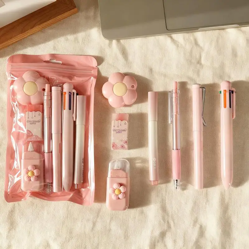 New 7Pcs Stationery Set High-Quality Student Graduation Gift Neutral Pen Learning Companion Stationery Pack For Achievers