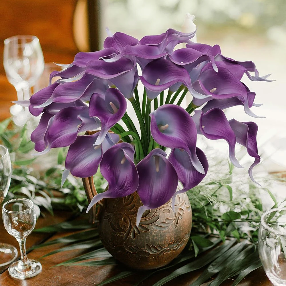 5 Stück künstliche Blumen PU-Calla-Lilien für Zuhause, Zimmer, Desktop-Dekoration, Muttertagsgeschenk, Hochzeit, Herzstück, Dekoration, künstliche Blumen – Detail 3