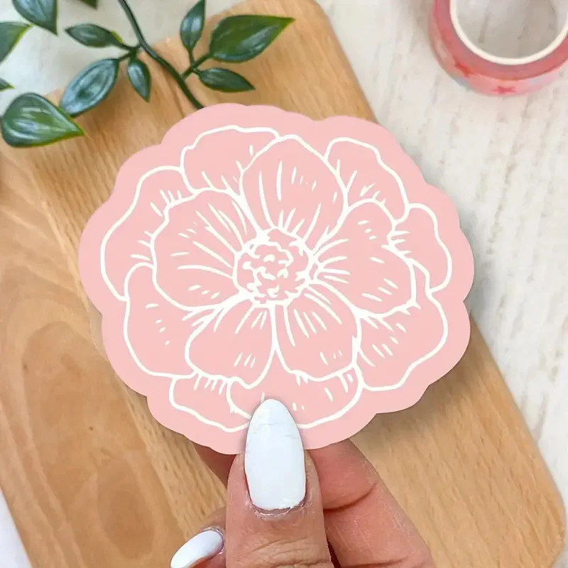 30pcs Pink Flower Shaped Thank-You Card Copperplate Paper Thank You Store Gift Packaging Card