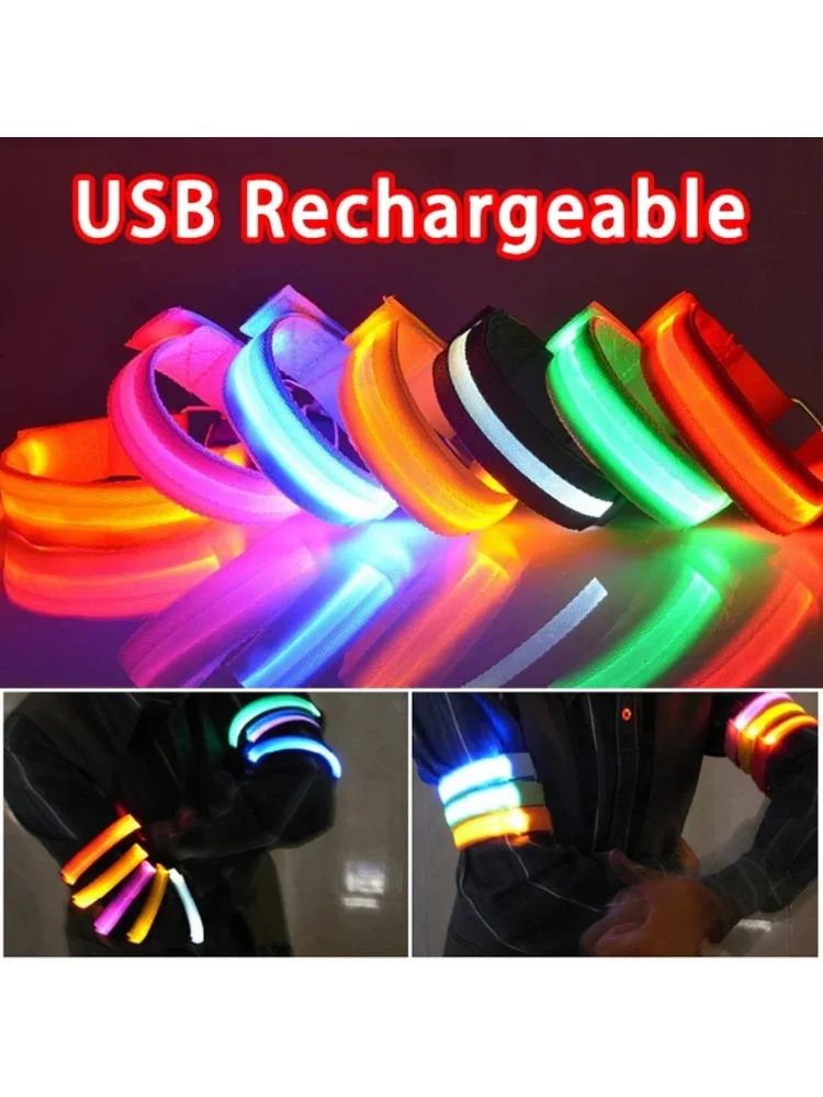 AliExpress Night Running Armband LED Light Outdoor Sports USB Rechargeable Safety Belt Arm Leg Warning Wristband Cycling Bike Bicycle Light