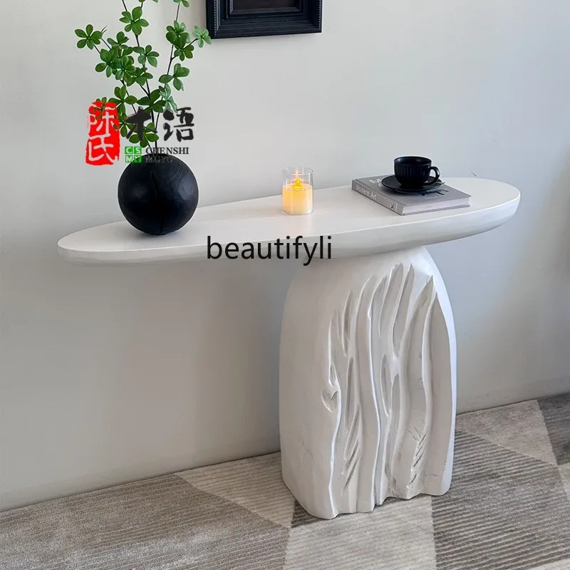 Wabi-sandy wind log Xuanguantai art table new Chinese corridor decoration retro view table