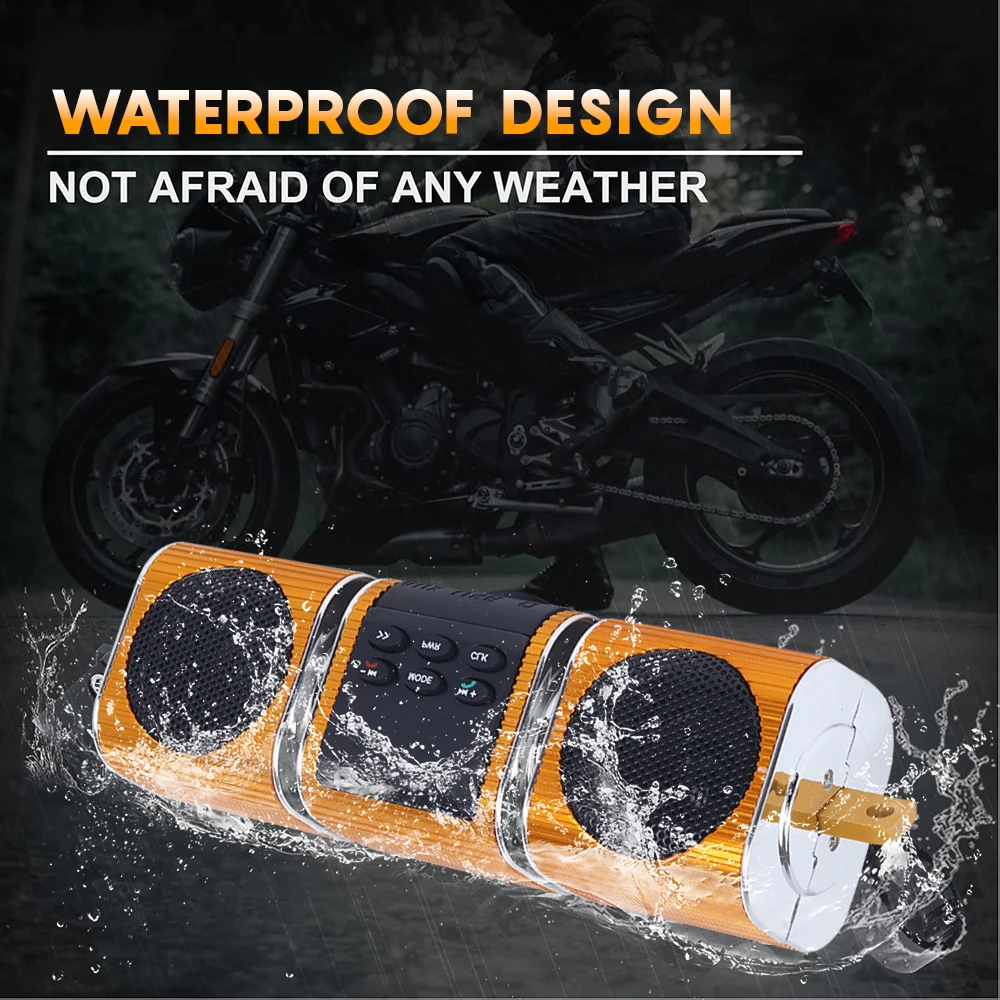 مكبرات صوت لاسلكية للدراجات النارية مع مكبر صوت مدمج ومدخل USB وراديو FM وAUX مشغل MP3 معدني 12 فولت للدراجات على الطرق الوعرة #3