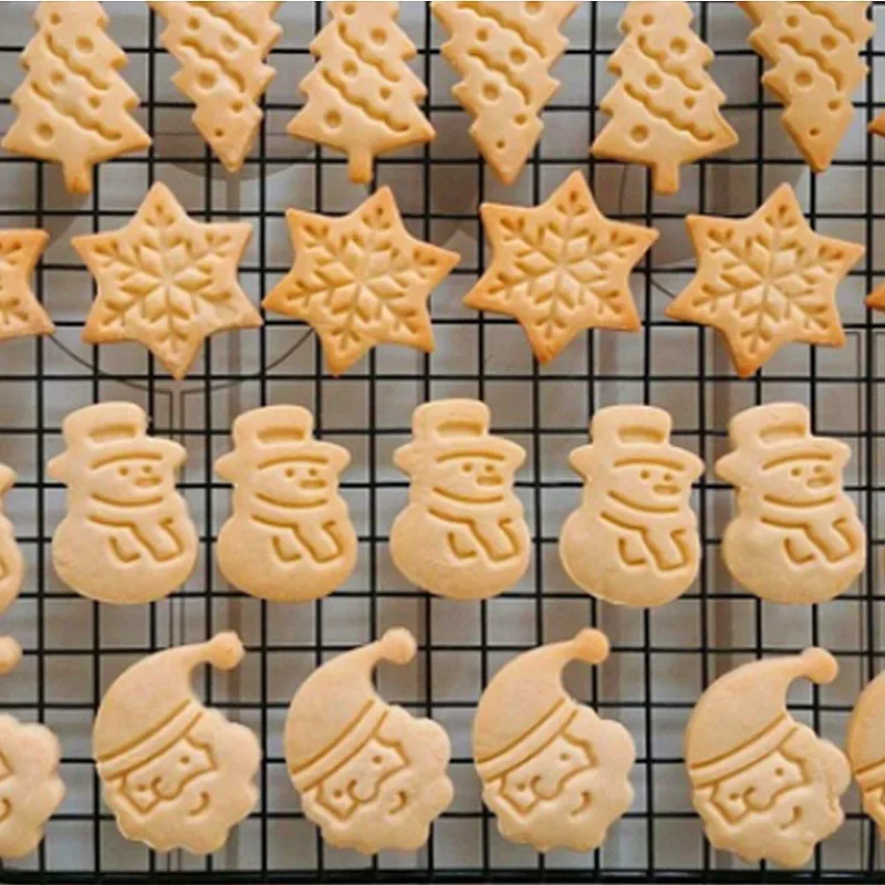 4-teiliges Weihnachts-Backform-Set zum Selbermachen, Baum, Schneemann, Ausstecher, Kolben für Lebkuchen, Fondant, Kuchendekoration, Gebäck-Werkzeuge