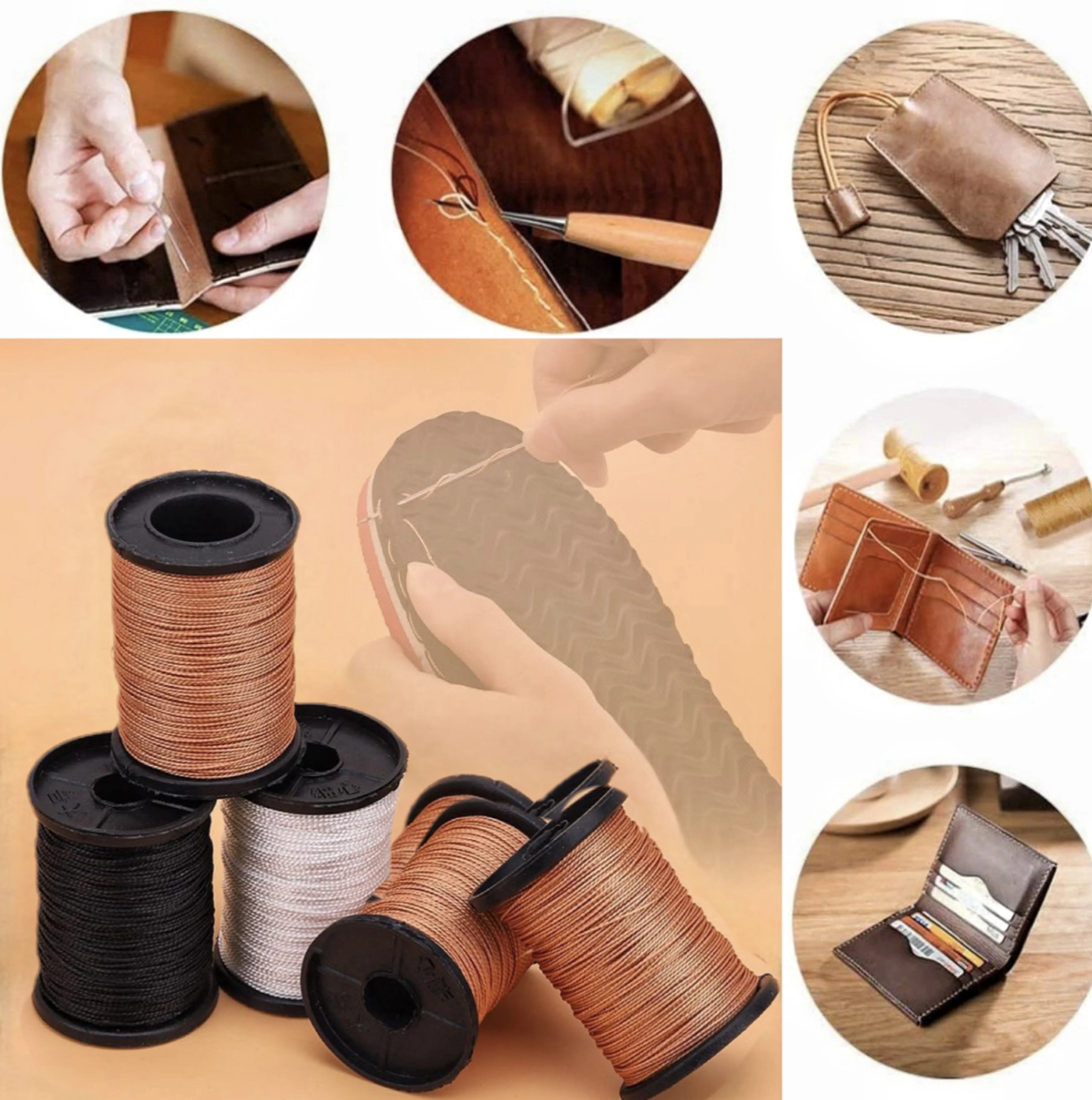 0.6mm 50 Meters Extra Strong Nylon Thread Leather Sewing Kit DIY Repairing Tool Nylon Line Braided Rope Woven Net Thread