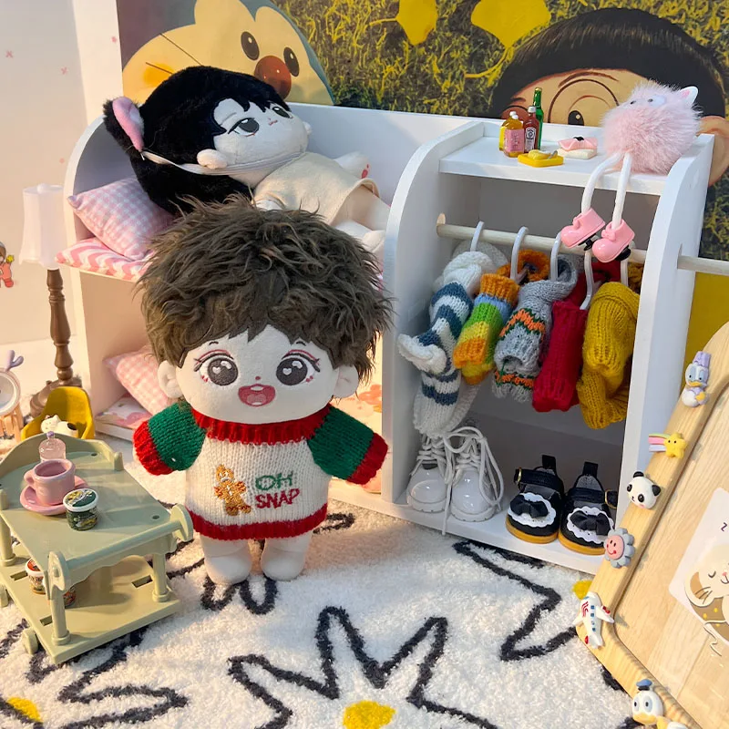 Dubbellaags katoenen poppenhuismeubilair opbergbed kleerhanger kledingkast voor LaBabu poppenbedden bovenste en onderste stapelbed