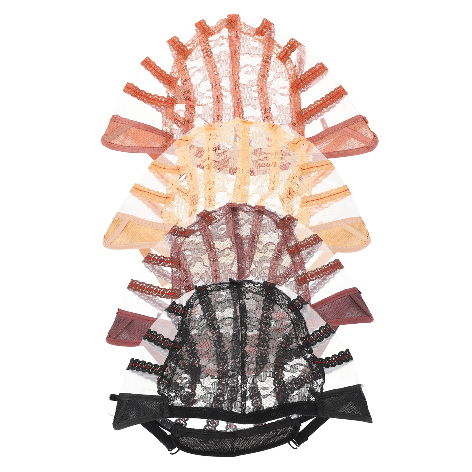 

4Pcs Lace Cap Adjustable Silk Bonnet Round Hair Nets Durable Elastic Hats Hairdressing Salon Accessory Breathing