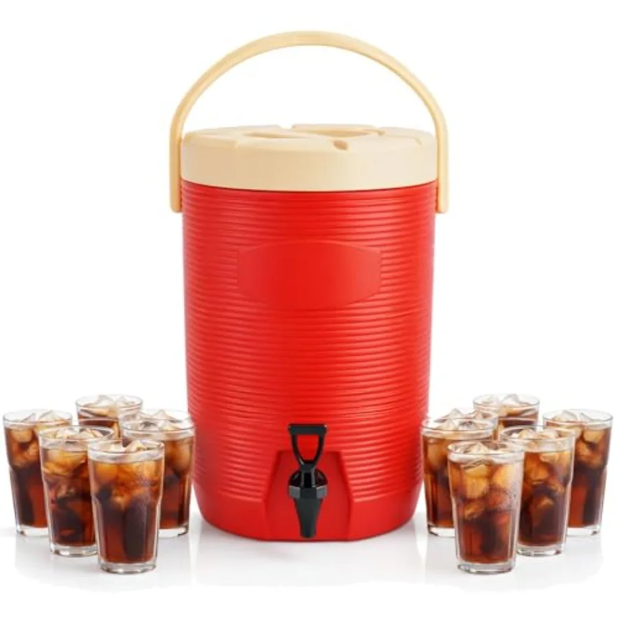 

Outdoor camping, BBQ, party, sports events use: stainless steel liner, silver, insulated 4.5-gallon beverage dispenser with spi