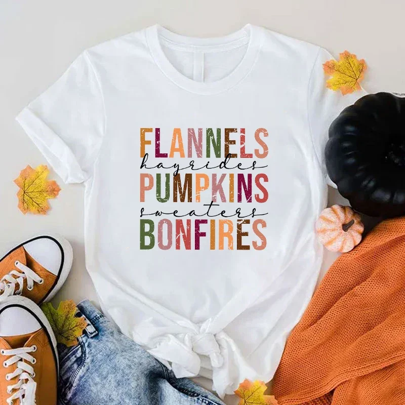 Summer Hayrides Pumpkins Sweaters Bonfires Print Short Sleeve Cotton Tee Tops Men Shirts Classic Short Sleeved Male T-Shirts