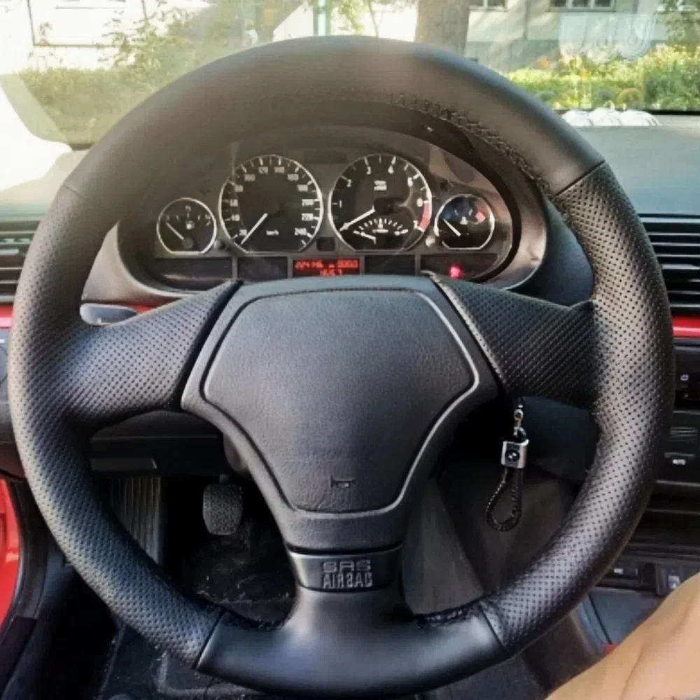 

Изготовленный на заказ оплетка на руль автомобиля, мягкий 100% подходит для BMW E36 1995-2000 E46 1998-2000 E39 1995-1999, автомобильная продукция, обертка рулевого управления