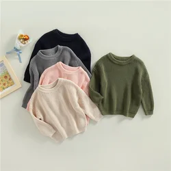 Newest Newborn Baby Girl Boy Knitted Long Sleeve Autumn Winter Sweater Solid Loose Pullover Casual Tops Kids Clothes 3M-5Y