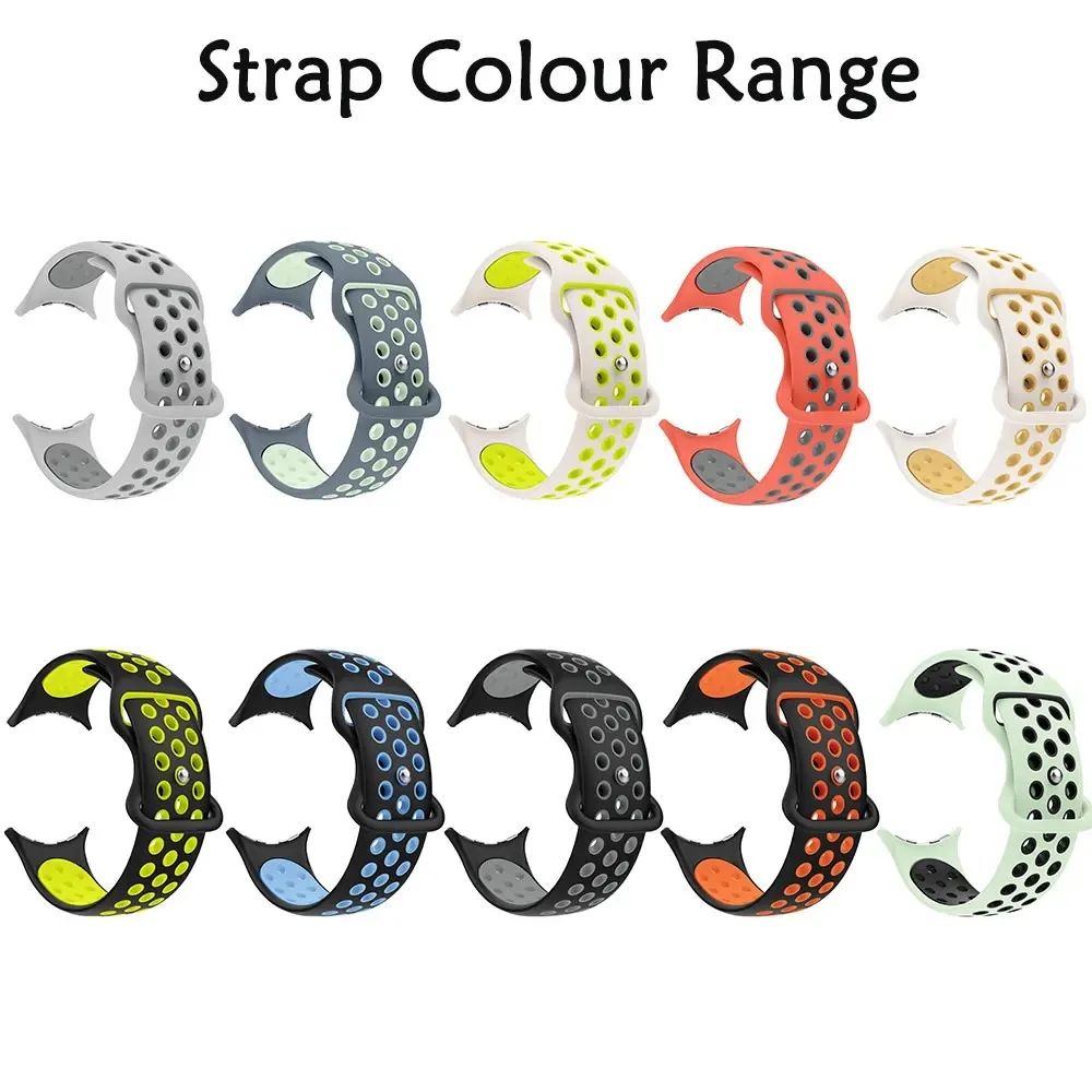 Two-color Silicone Watch Strap for Google Pixel Watch 4 41mm/45mm Sdft Breathable Holes Compatible with Google Pixel Watch 3 2 1