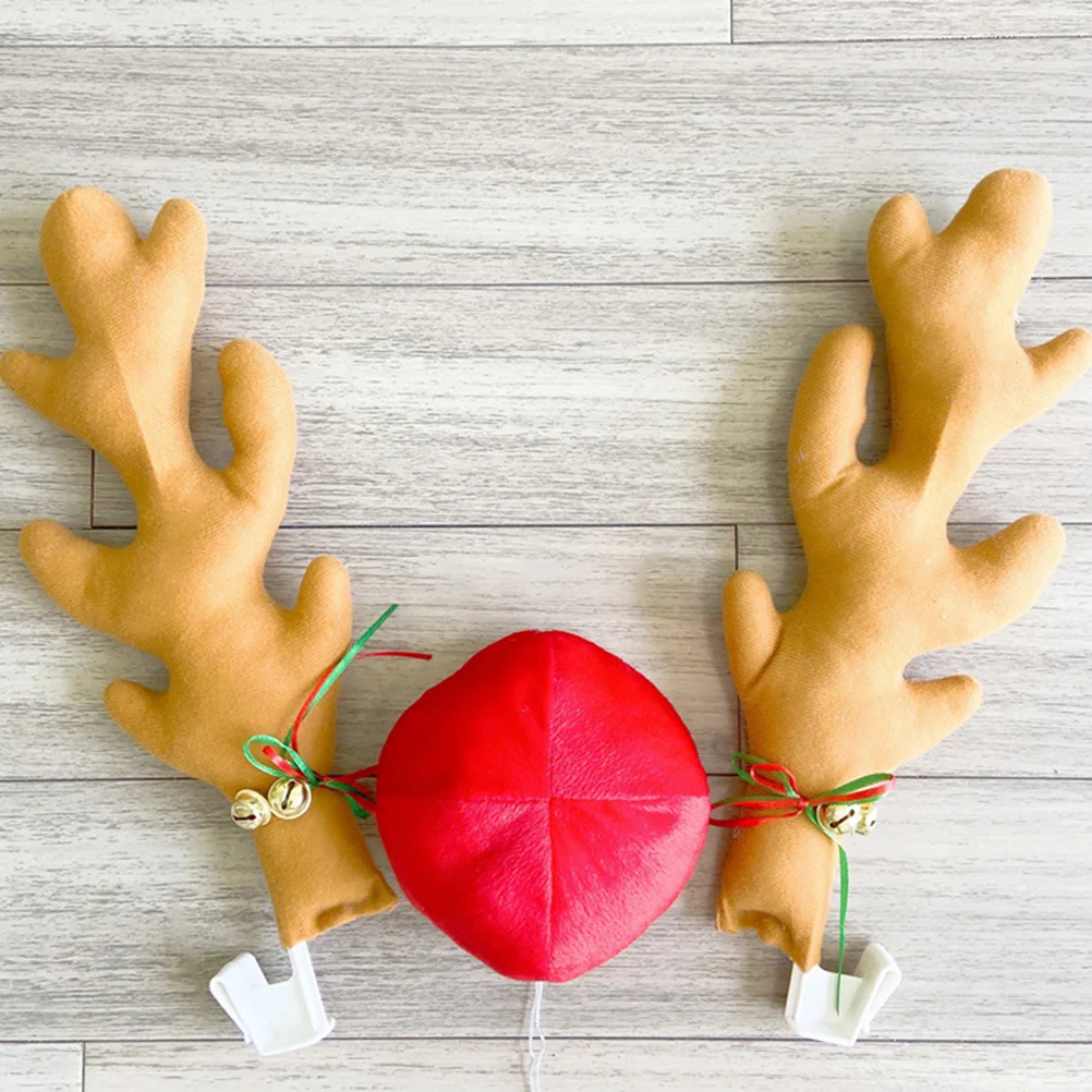 

1Set Car Reindeer Antlers Nose Decorations Bright Colorful Christmas Ornament Festival Supplies Auto Xmas Decoration