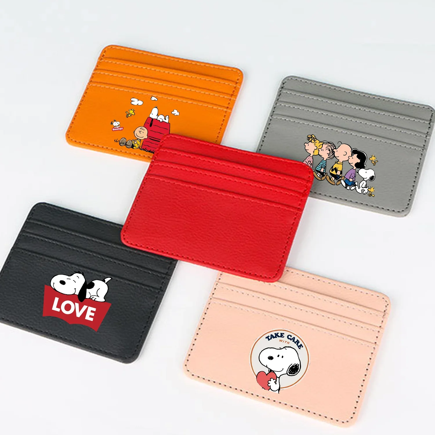 Snoopys Coin Purse Change Bag Credit Card Holder Anime Drivers License Storage Bags Wallet Men PU ID Cards Cover Case Bags Gift