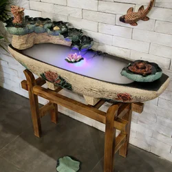 Opening gift rockery, flowing water, fountain decoration, floor to floor water feature, wealth attraction, living room,