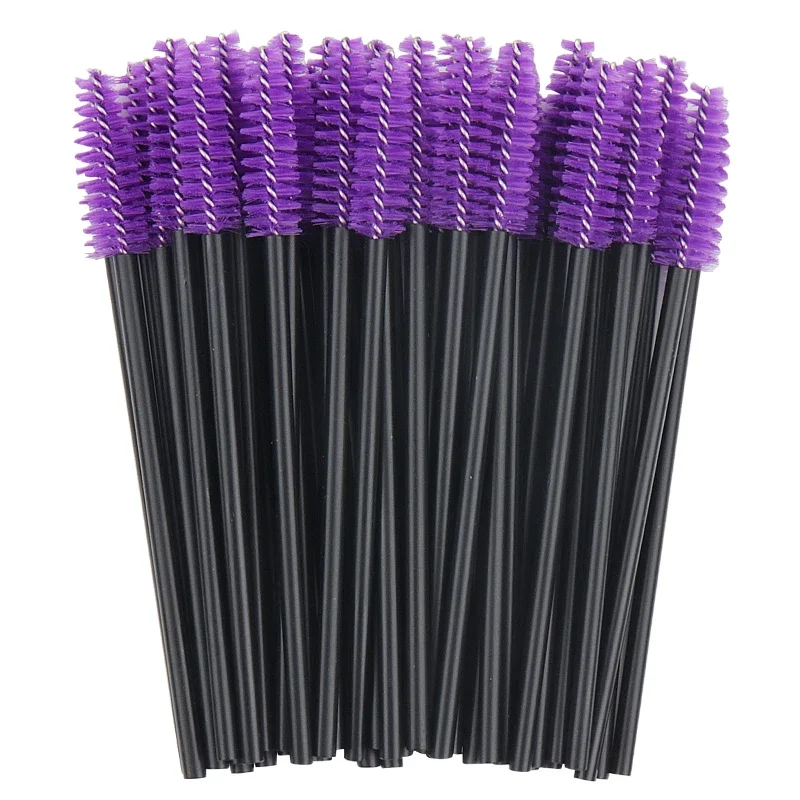 Sdotter HOT 50 Pcs Disposable hollow rod mascara brush eyebrow Eye Lash Black Wand brushes  Eyelash Extension women Makeup tools