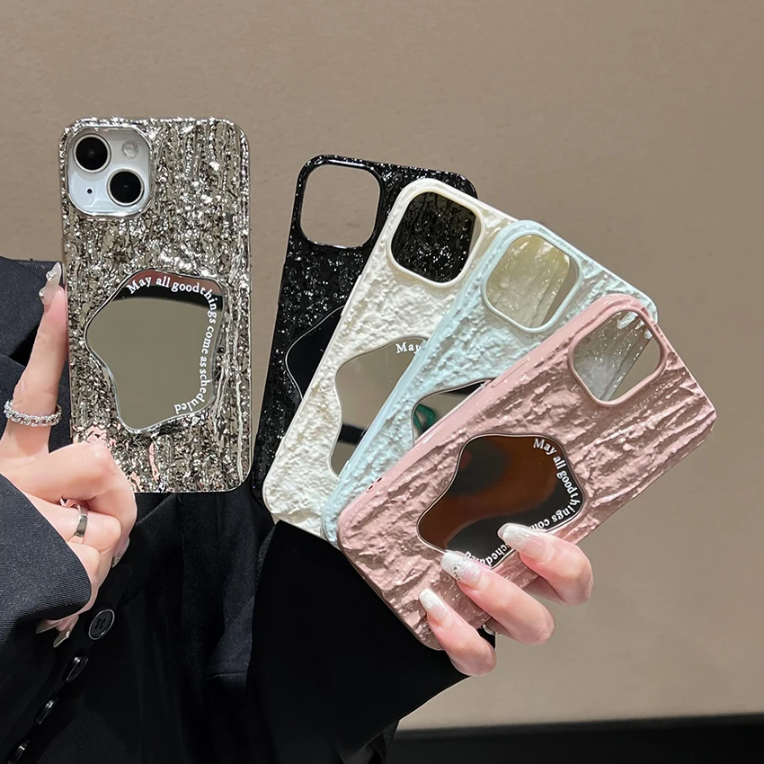 حافظة هاتف مرآة غير منتظمة لهاتف آيفون 17 16 15 14 13 Pro 12 11 Max Plus 16Pro حافظة هاتف ذات ملمس متعثر فريد من نوعه 17Pro