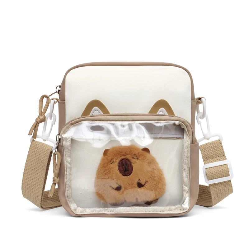 Cute Cat Shoulder Bags for Girls Embroidery Small Harajuku Fashion Small Ita Bag Transparent KawaiiNew Handbag for Children