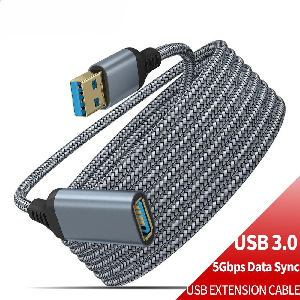 Max 60W USB 3.0 Cord USB A Male to Female Extension Cord 5 Gbps Speedy Transfer Extension Data Cable Nylon Braided Charging Wire