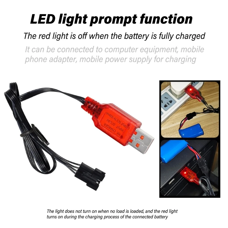 Fast Speed 7.4V Lithium Battery Charging, USB Charging Cable for Remote Controls Car with SM4P Reverse Plug Protections