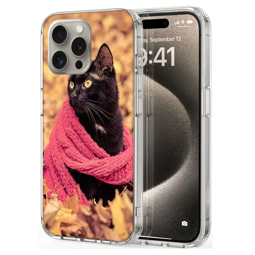 Autumn Maple Leaf Black Cat Clear For Apple iPhone 16 15 Pro Max Cover 14 Plus 13 12 Mini 11 Pro XR XS Max Phone Case Silicone T image 2