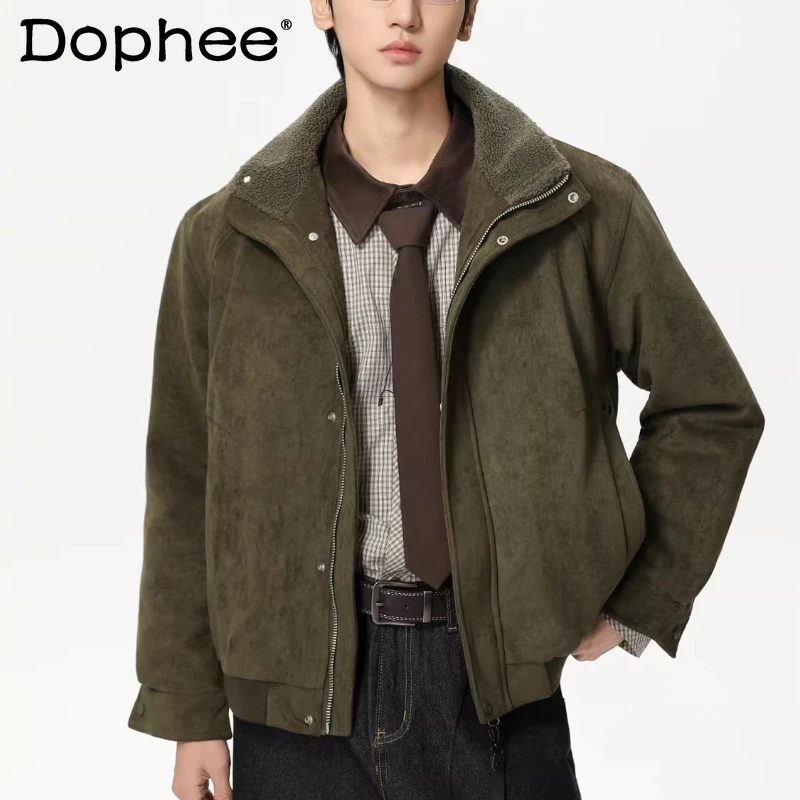 

Fashion Solid Color Quilted Parkas Men 2025 Winter New Trendy Long Sleeve Zipper Parkas Loose Comfort Warm Simple Handsome Coats