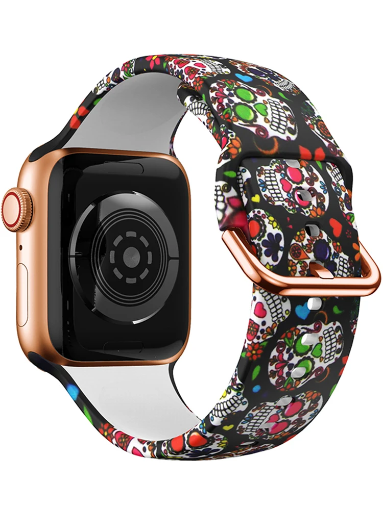 Apple Watch用プリントシリコンストラップ,バンド,ベルト,iwatchシリーズ9,8,7,6,5,4,3,3,se ultra,41mm, 45mm, 44mm 40mm, 38mm, 42mm, 49mm