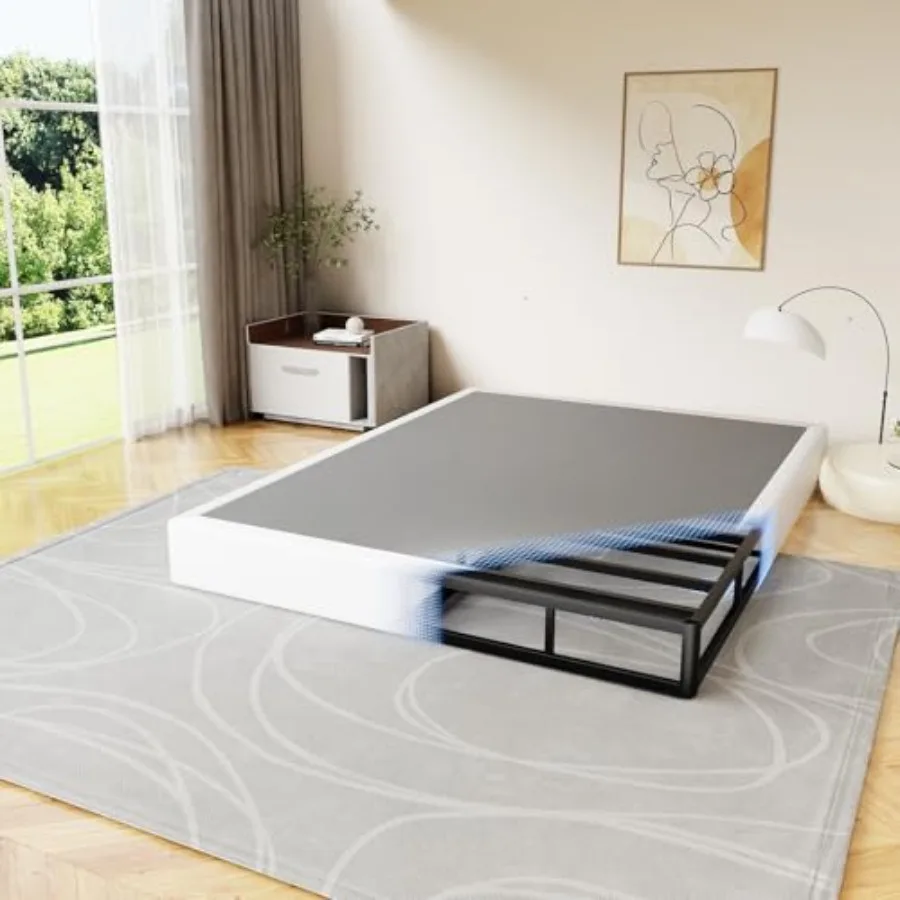 

7 Inch King Size Box Spring, Heavy Duty Metal Box Spring Bed Base with Fabric Cover, Mattress Foundation, Easy Assembly, Noise