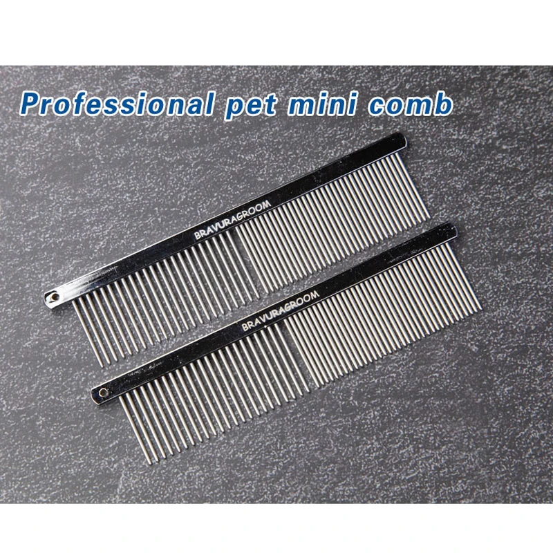 BAVURA  Pet Dematting Comb - Stainless Steel Pet Grooming mini facial Comb for Dogs and Cats Gently Removes Loose Undercoat, Mat