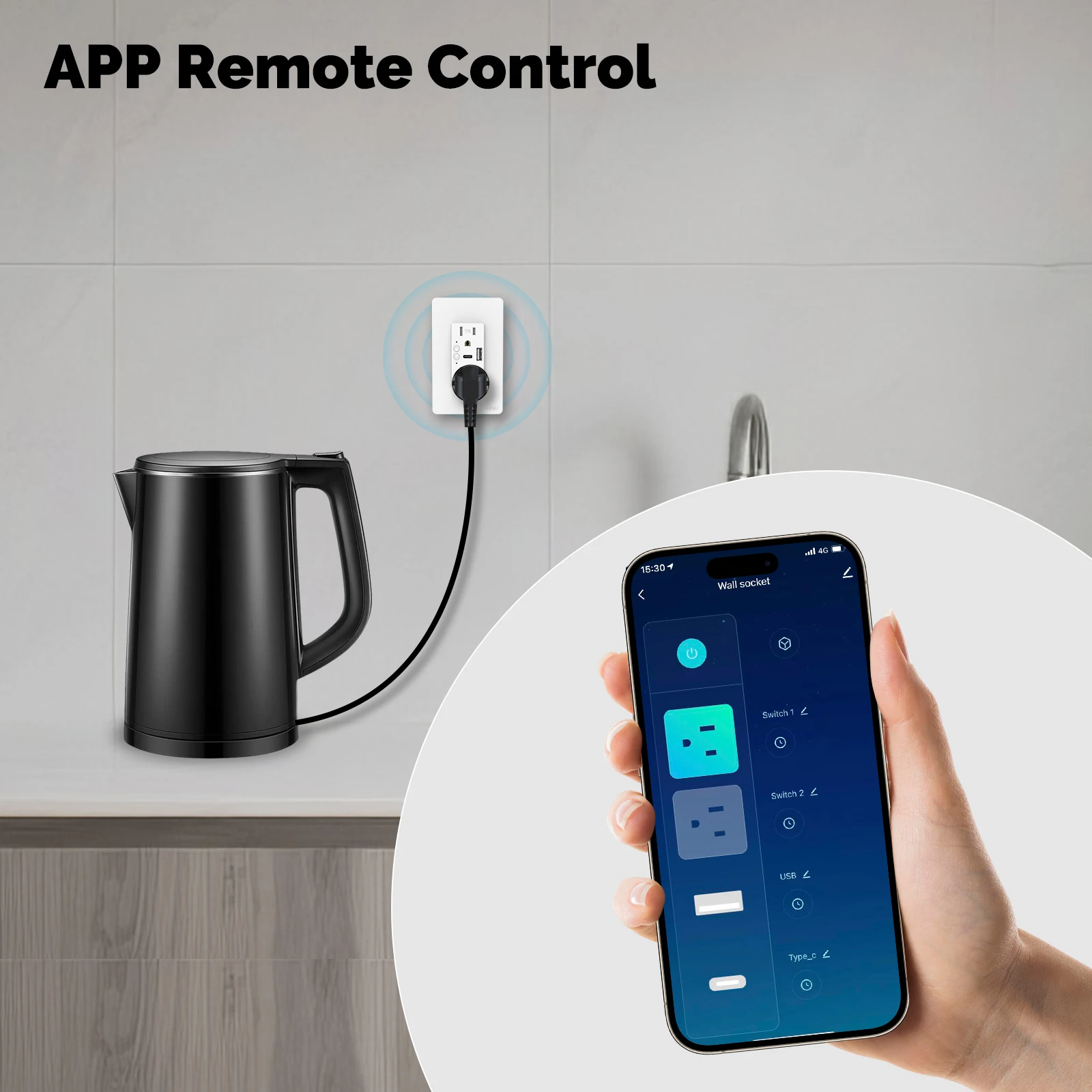 MOES Tuya WiFi Smart Wall Outlet US Electrical Socket USB Type-C Port Plug APP Remote Voice Control Work with Alexa Google Home view 3