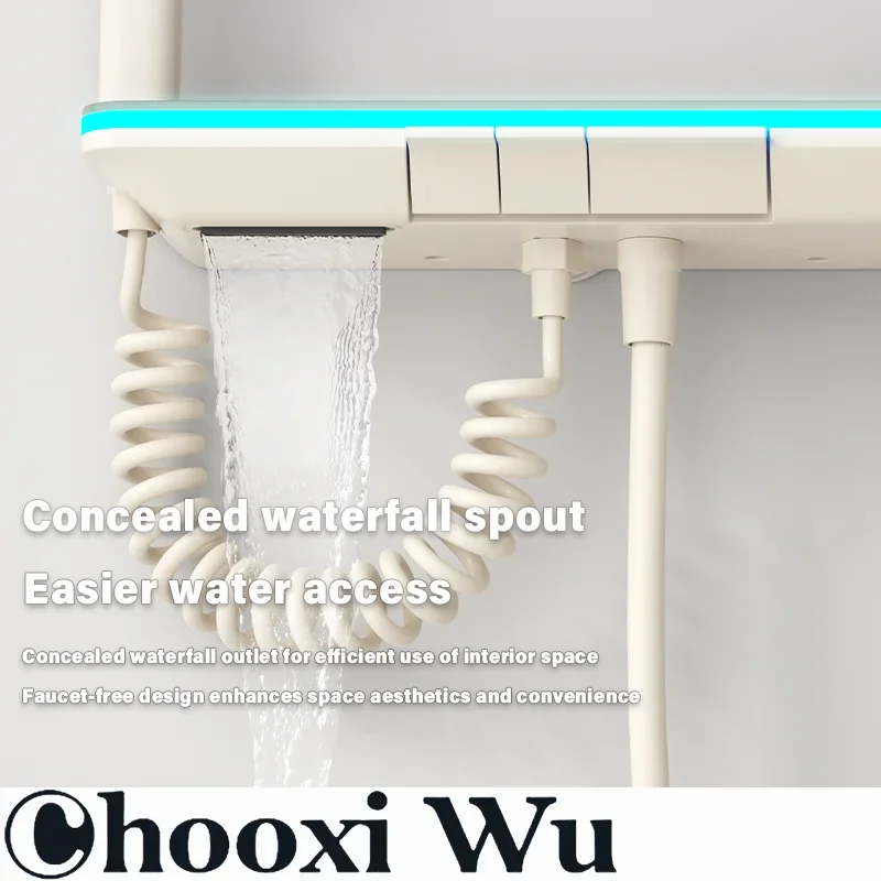 Brass Waterfall Wall Mount Faucet with Smart Temperature Digital Display Bathtub Shower Mixer Crane for Bathroom - Image 2